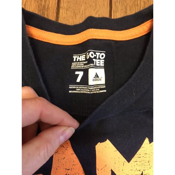 Adidas Navy Orange Game Time shirt size 7 - Picture 2 of 2